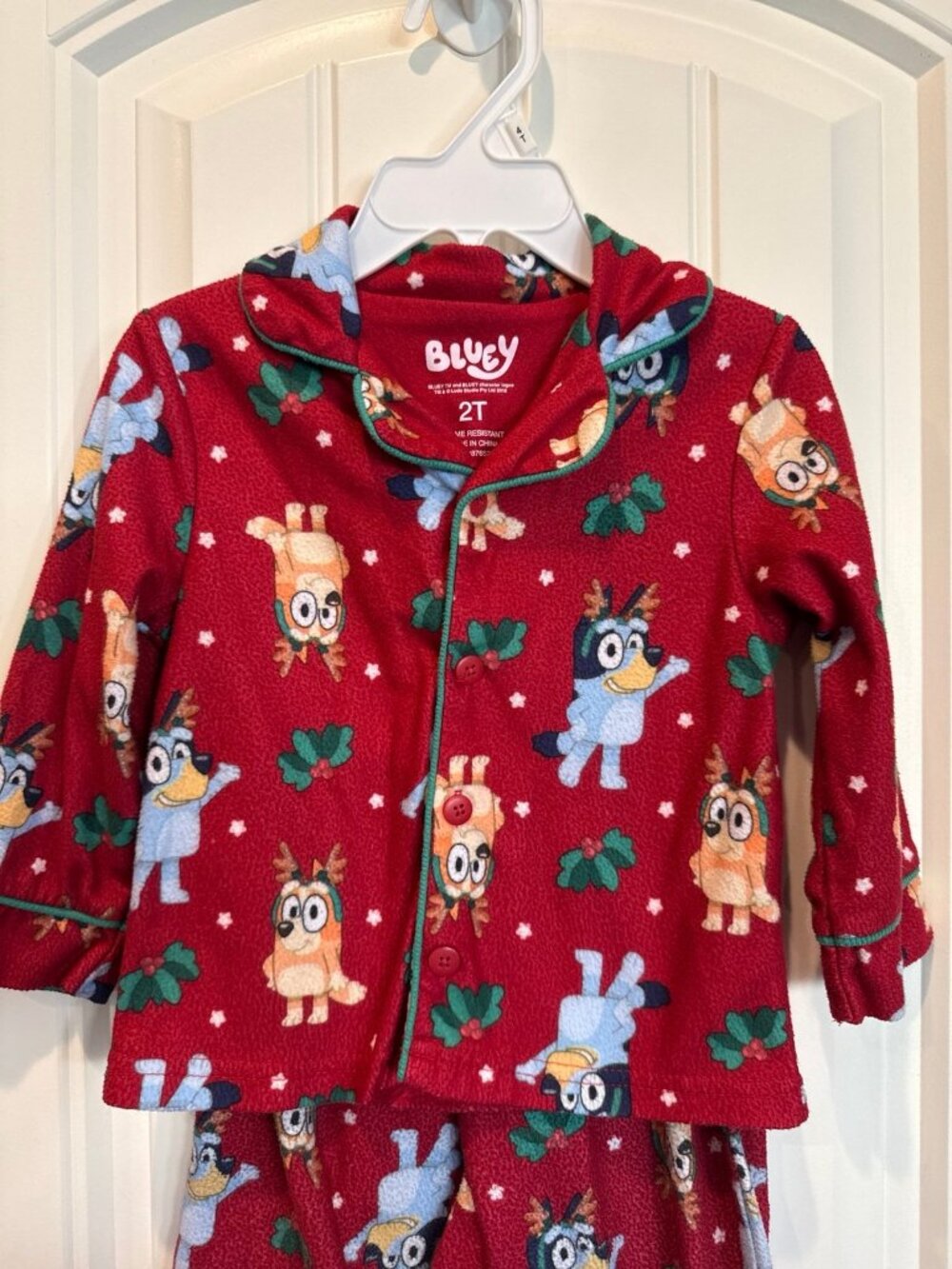 2T Bluey & Bingo holiday flannel toddler Pajamas